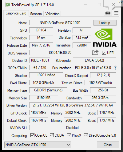 gtx 1070 ftw gpuz